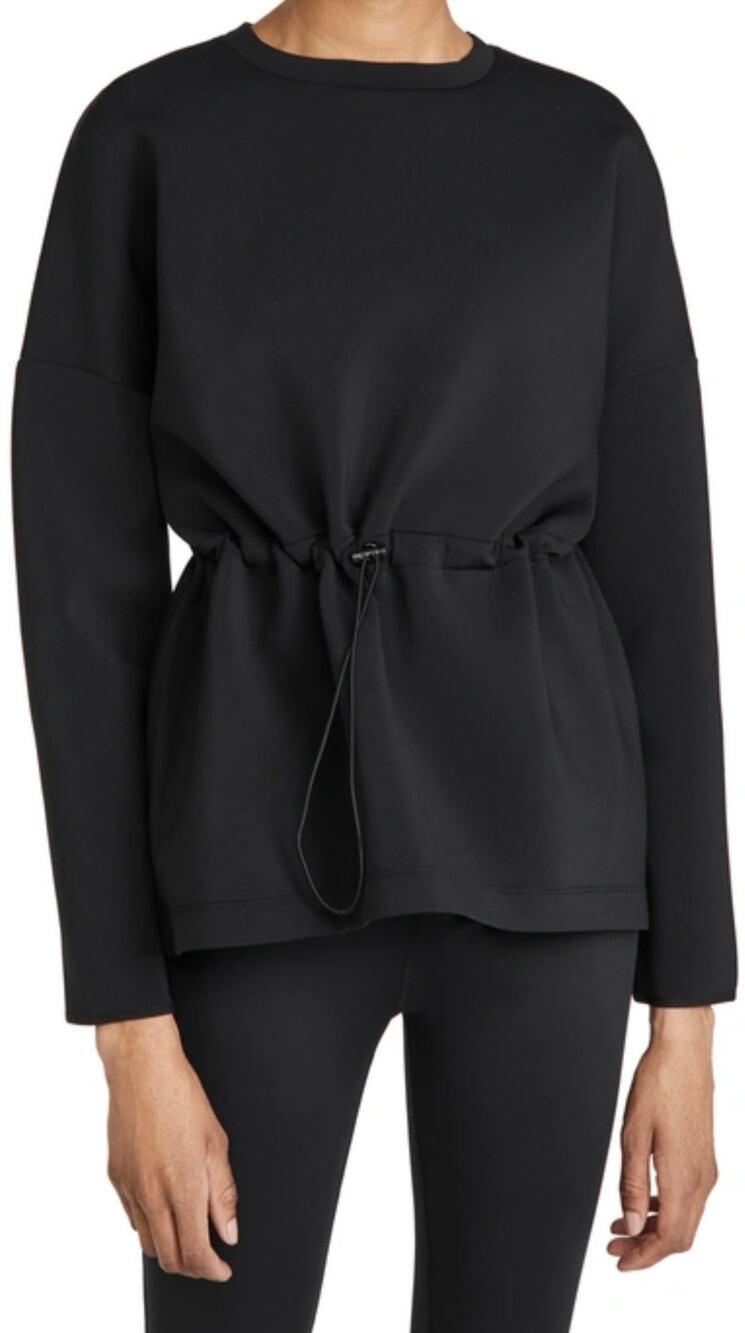 Sweaty Betty Grace Toggle Crewneck Sweatshirt Black XXS Adjustable Waist